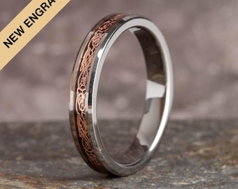 Rose Gold Celtic Dragon Tungsten Ring (4mm wide)