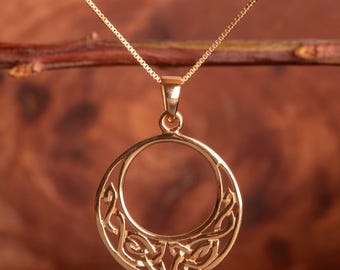 Large Gold Vermeil Celtic Knot Necklace | Infinity Knot Pendant | Scottish Heritage Jewellery