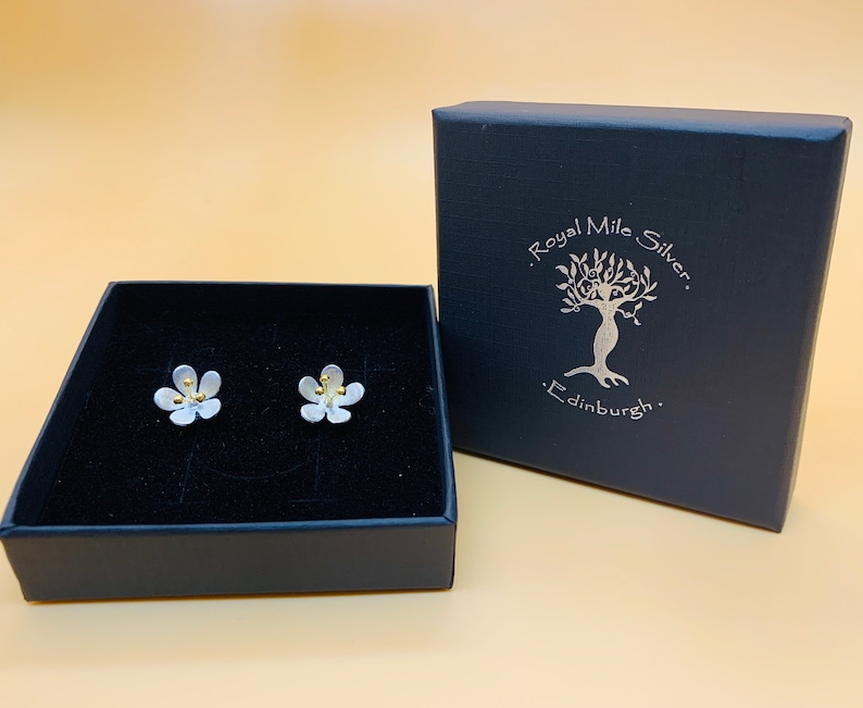 Little Flower Stud Earrings in Sterling Silver and 18ct Gold image 6