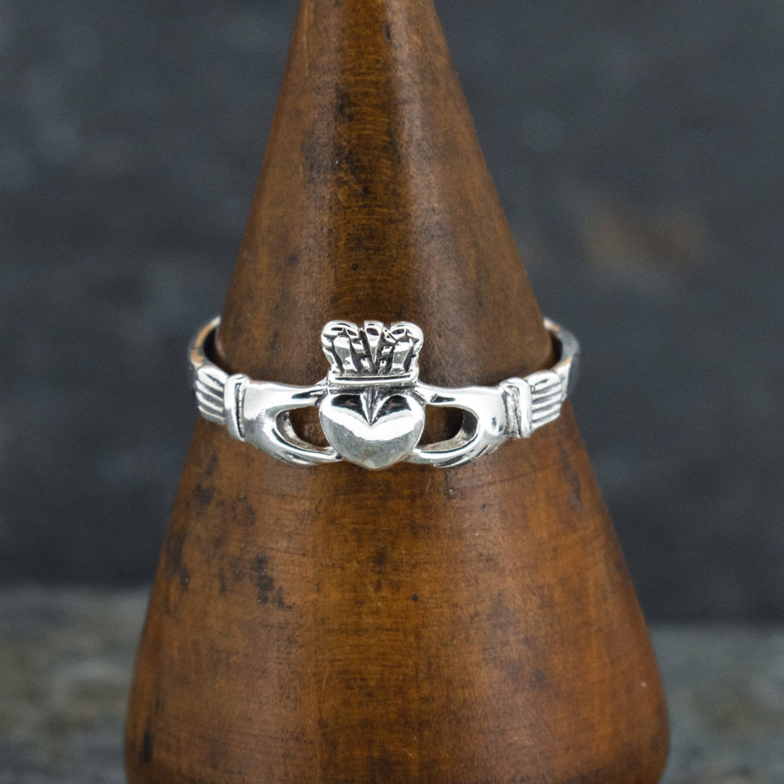 Dainty Sterling Silver Claddagh Ring | Irish Celtic Love Promise Engagement Band