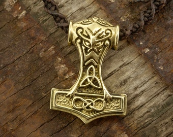Thors Hammer Double-Sided Brass Viking Pendant