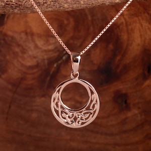Rose Gold Vermeil Celtic Knot Pendant Necklace: Sterling Silver, Small