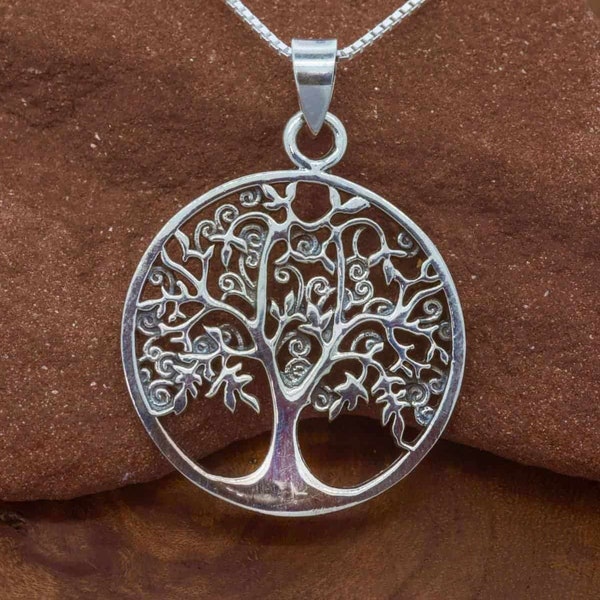 Tree of Life Pendant Necklace, Celtic Oak Tree Charm, Sterling Silver Jewellery Gift