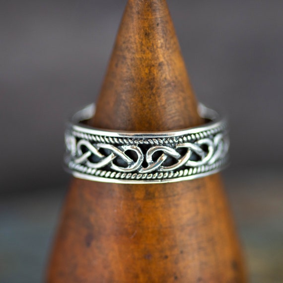 Sterling Silver 6mm Celtic Knot Mens Ring | Eternity Band, Unisex Design