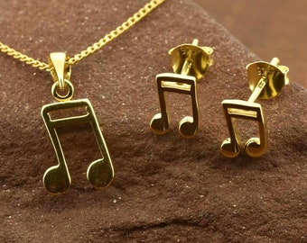 Collar de plata de ley con notas musicales: colgante minimalista - México
