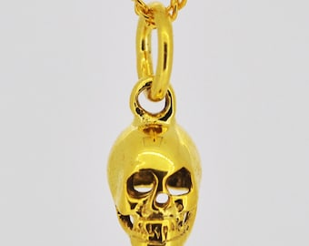 Collar de calavera pequeña en oro / Halloween / Gótico