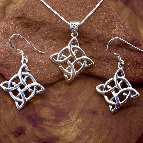 Celtic Knot Sterling Silver Pendant and Earring Set