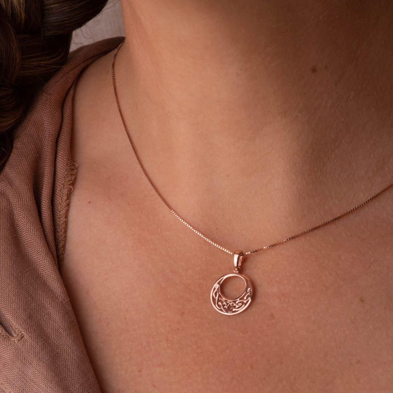 Roségouden Keltische oneindigheidsknoop hanger ketting | Keltisch sieraad cadeau afbeelding 4