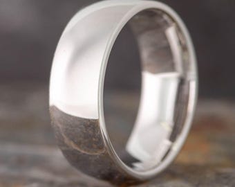 White Gold Tungsten Ring (8mm Wide) | Unique Wedding Band
