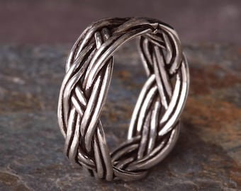 Triple Hand Braided Silver Ring (8mm)