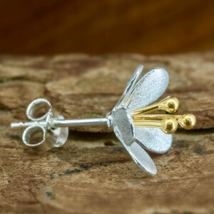 Little Flower Stud Earrings in Sterling Silver and 18ct Gold image 5