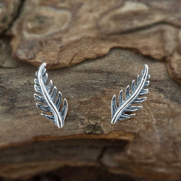 Sterling Silver Fern Ear Crawler Stud Earrings: Scottish Celtic Jewelry