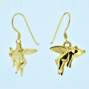 Pigs Might Fly Gold Earrings