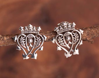 Scottish Luckenbooth Hypoallergenic Sterling Silver Stud Handcrafted Earrings