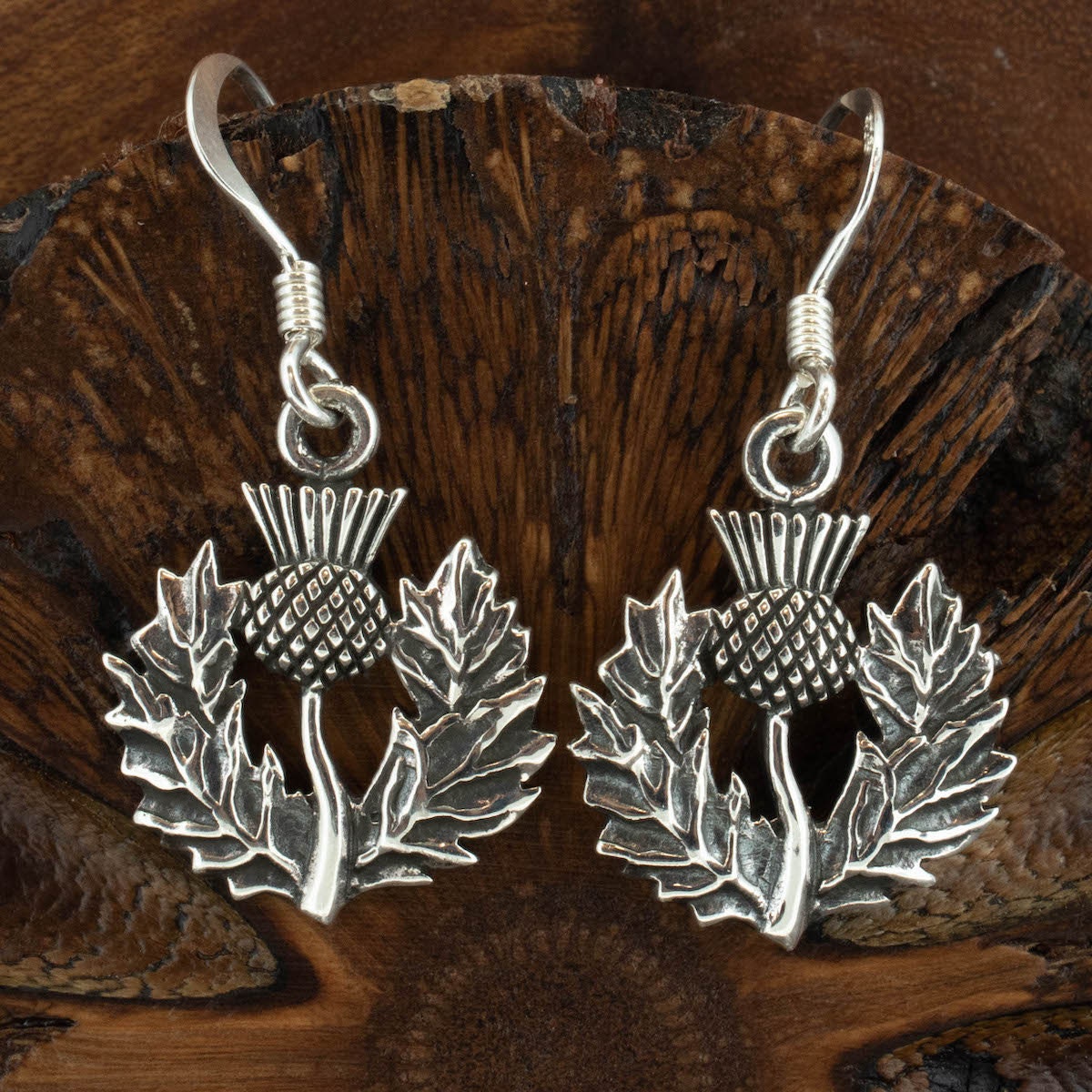 Scottish Thistle Sterling Silver Drop Earrings | Scottish Gift