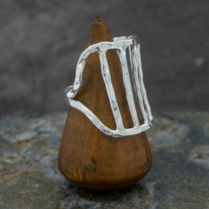 Handmade Pure Silver Open Half Finger Cage Ring
