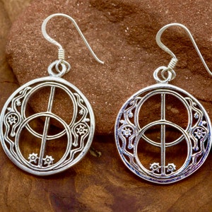 Vesica Piscis Sterling Silver Drop Earrings