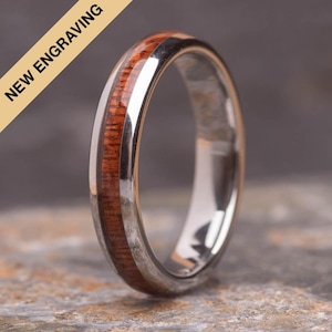 Sustainable Koa Wood Tungsten Ring (4mm wide)