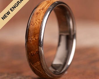 Whisky Barrel Wood Tungsten Ring (6mm): Scottish Gift Wedding Band