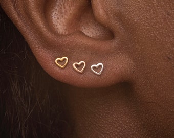 Open Heart Stud Earring| 3 Hypoallergenic Finishes| Sterling Silver, Rose Gold, Gold