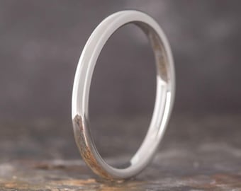 White Gold Tungsten Ring (2mm Wide) | Dainty Wedding Band