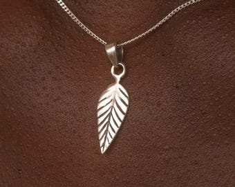 Handmade Silver Leaf Pendant|Unique Design Nature Necklace| Sterling Silver Chain Included
