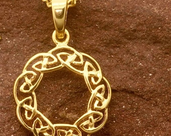 Open Round Gold Celtic Knot Pendant with Chain