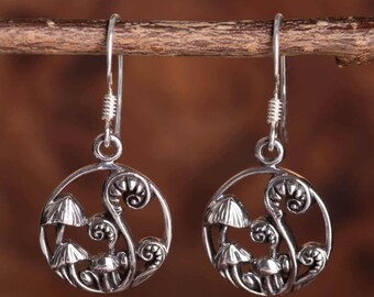 Sterling Silver Mushroom Drop Earrings (pair)