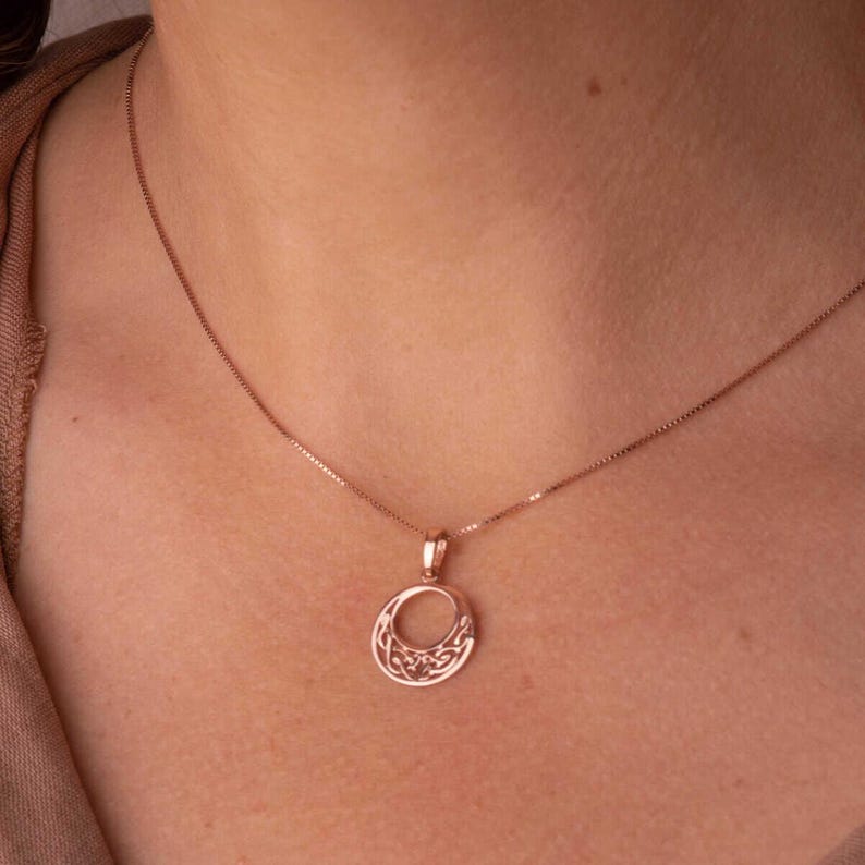 Roségouden Keltische oneindigheidsknoop hanger ketting | Keltisch sieraad cadeau afbeelding 5