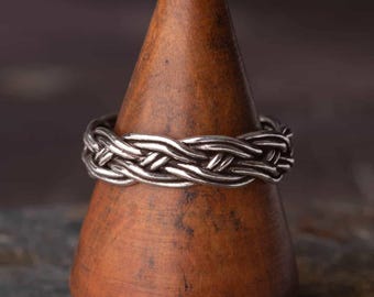 Triple Hand Braided Silver Ring (6mm)
