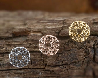 Round Celtic Knot Stud Earring|Gold Silver Rose Gold