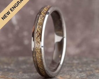 Gold Celtic Dragon Tungsten Ring (4mm wide)