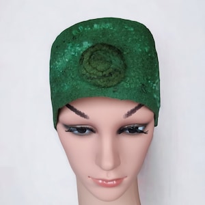 Green Wool Felted Headband Hand Dyed Felt Band