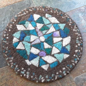 Wool Chair Mat, Felted Seat Cushion, Felt Mat Mosaic 37x37 cm