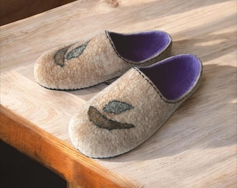 Beige filttofflor för kvinnor storlek 38/39