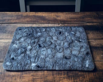 Gray small felted wool mat