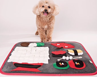 Snuffle Mat 23X23 innch, Puppy Play mat, Dog Toy, Dog Play mat, Nose work - Sushi Time