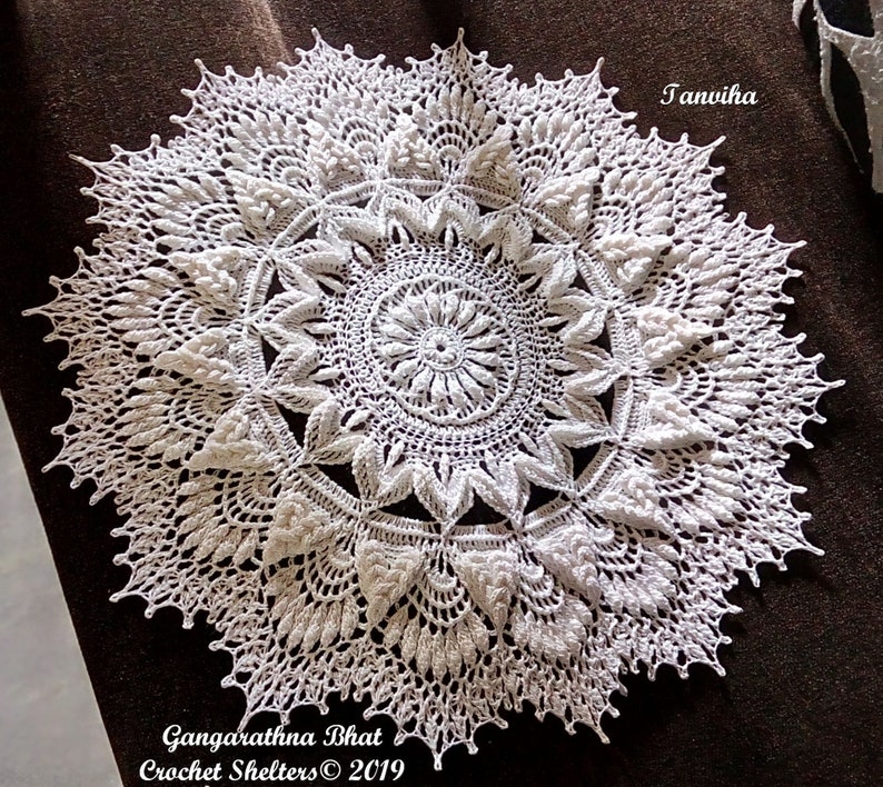 Tanviha PATTERN for a textured crochet doily image 4