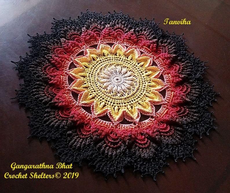Tanviha PATTERN for a textured crochet doily image 3