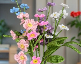 Forget Me Not Crochet Pattern: Beginner-Friendly Flower Bouquet (PDF)