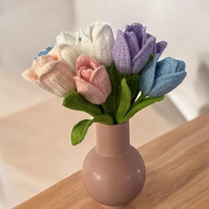 Schema all'uncinetto per principianti: Tulipano in PDF - Schema facile per fiori all'uncinetto - Amigurumi di fiori - Bouquet di filati fai da te - Download digitale passo dopo passo