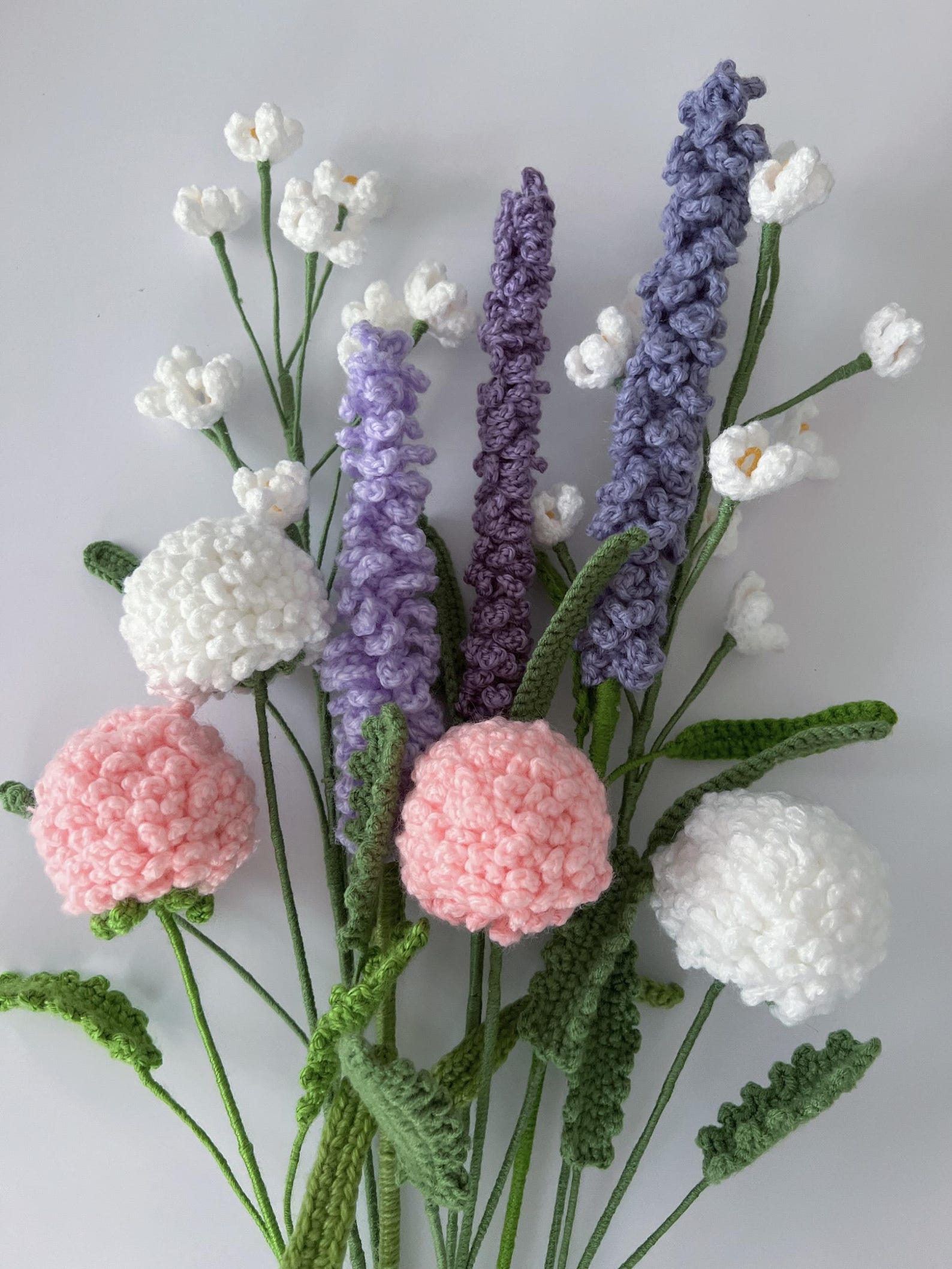 Easy Trio Flower Crochet Pattern: Lavender, Baby’s Breath & Pom-pom ...