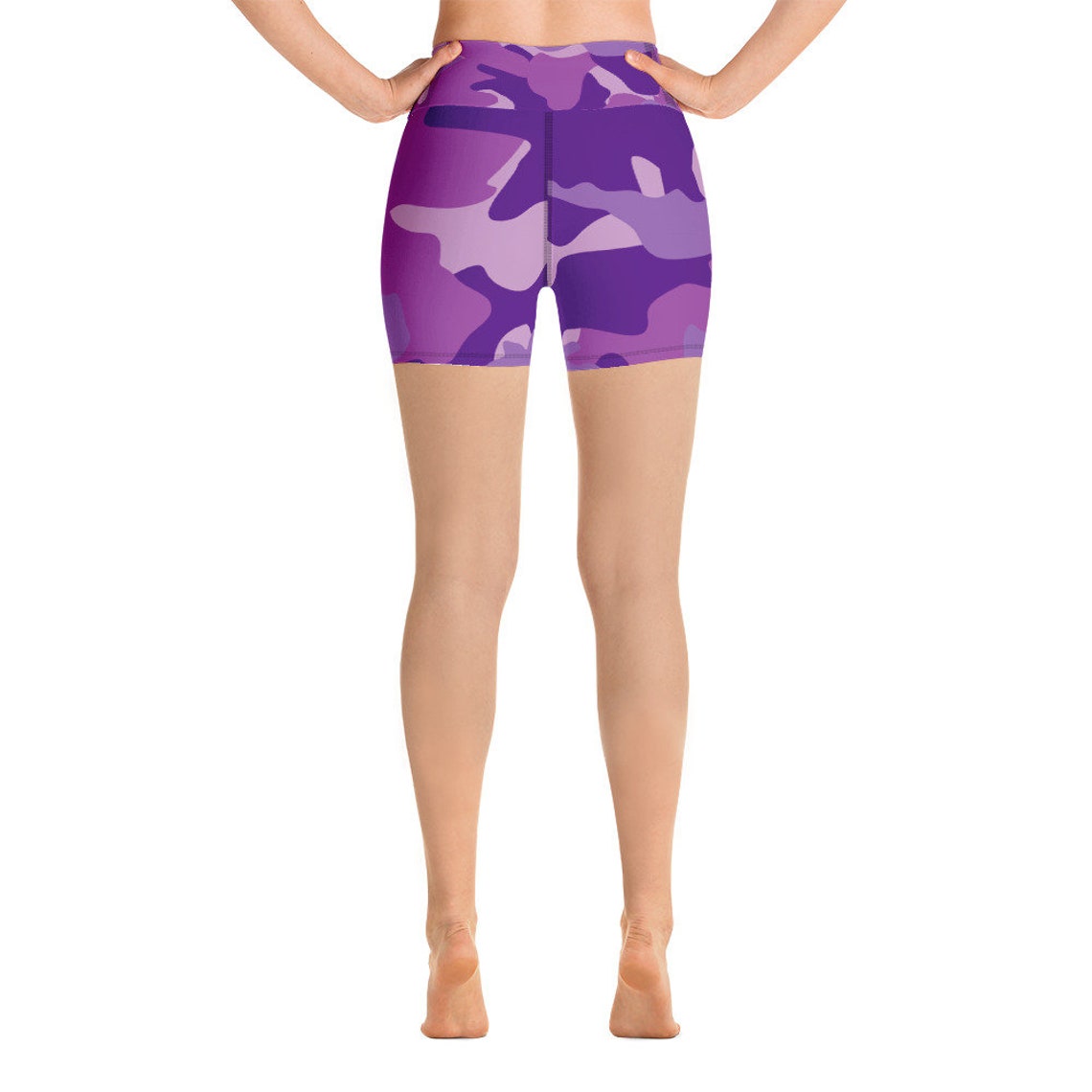 Cool Purple Camo Print Yoga Shorts Comfy 4 way Stretch Gym | Etsy