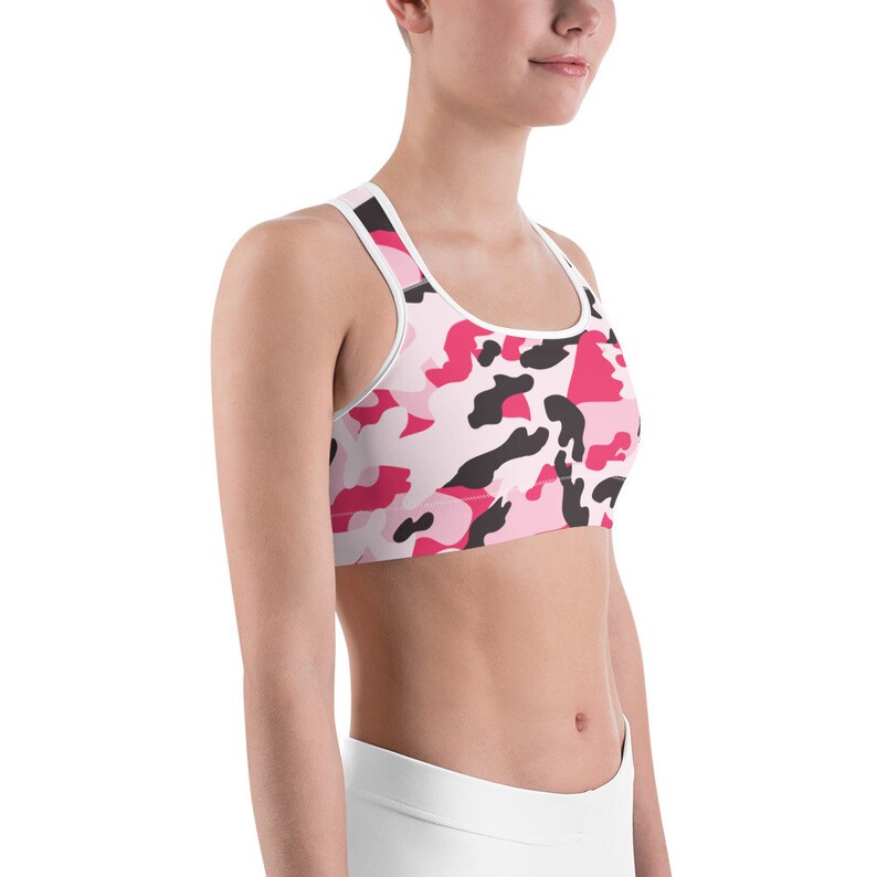 Cute Pink Camo Sports Bra Perfect Yoga or Gym Sports Bra Etsy