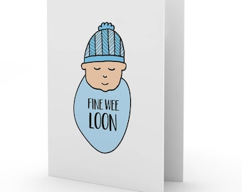 Doric 'Fine Wee Loon' new baby boy card by Bramble Graphics