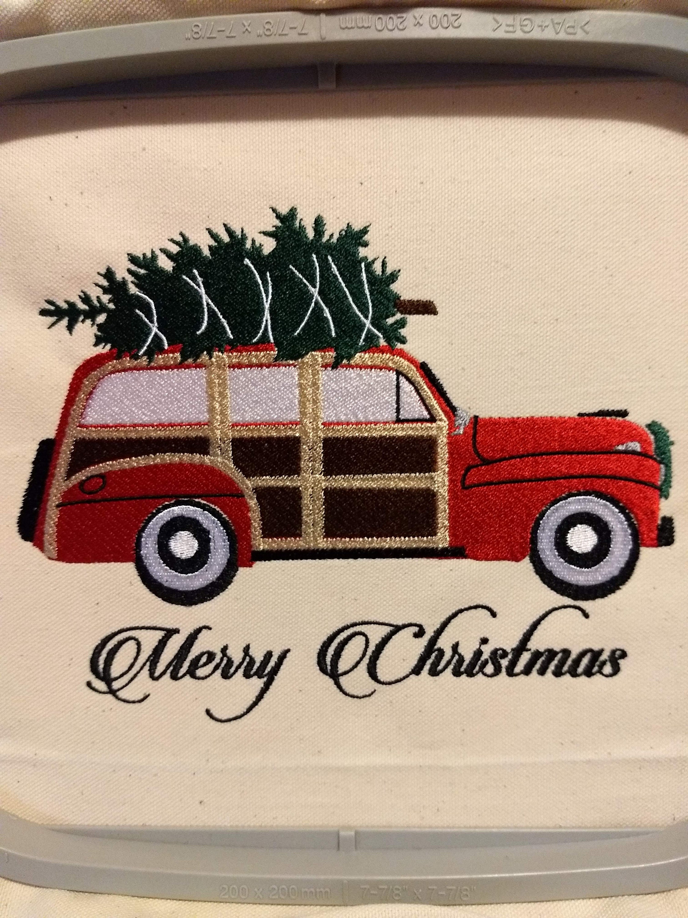 Vintage Station Wagon, Merry Christmas- ****this is a Machine