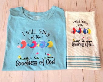 I Will Sing of the Goodness of God, "birds", Country, Farmhouse, Religious, Song title, Church, machine embroidery, Music, Cute, Spring