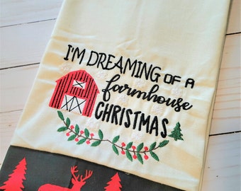 I'm Dreaming of A Farmhouse Christmas"- retro - EMBROIDERY DESIGN FILE- Instant download Hus Exp Jef Vp1 Vp3 Pes Dst Xxx - 2 sizes
