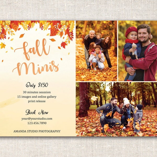Fall Mini Session Template | Autumn Mini Session Flyer Template | Photography Marketing board | Family Mini Session Template | Photoshop