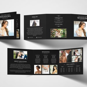 Photography Square Trifold Brochure 5x5 Accordion template | Photography marketing template |  Pricing Guide | Price List | Welcome Guide